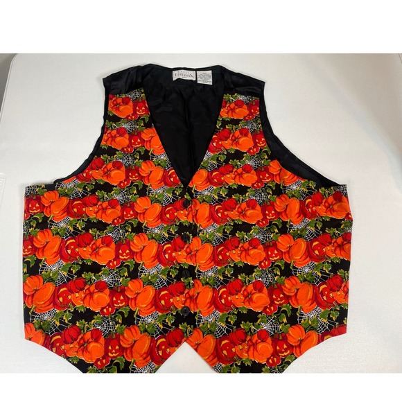 Basic Editions Jackets & Blazers - Vintage Halloween Vest Women's 22W Orange Pumpkin Spiderweb Holiday Party